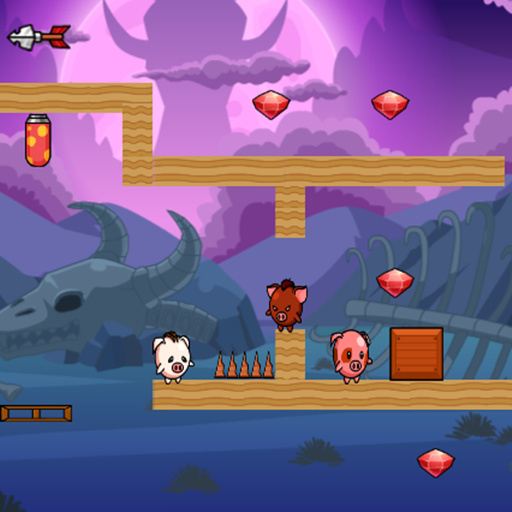 Игра Приключения Братьев Свиней на 3 Игрока Игра Приключения Братьев Свиней на 3 Игрока / Pig Bros Adventure