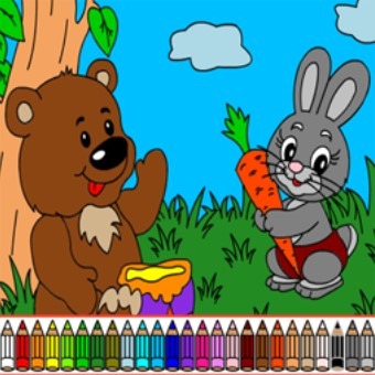 Игра Раскраска Мишка и Кролик Игра Раскраска Мишка и Кролик / Coloring Bear and Bunny